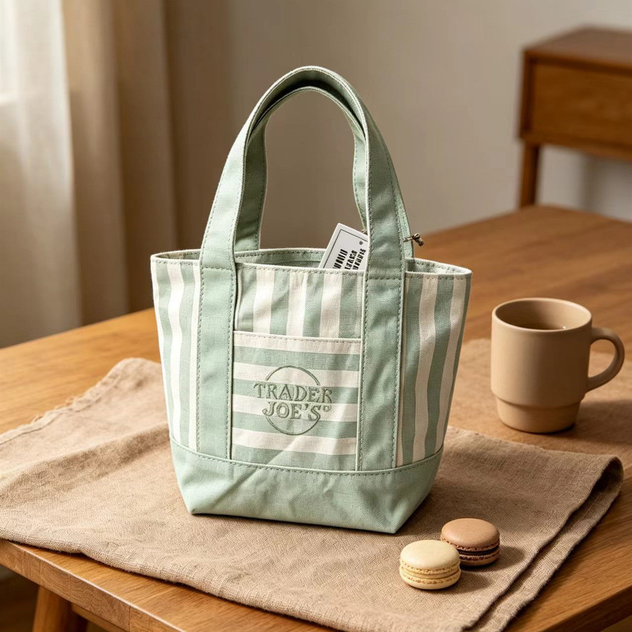 Fashionable Striped Canvas Tote Bag