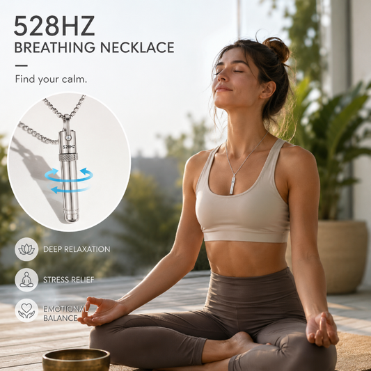 528Hz Rotating Breathing Necklace – Stainless Steel Meditation Pendant for Relaxation
