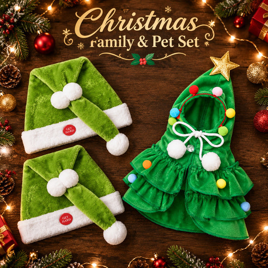 Christmas Family & Pet Set — 2 Moving Hats + Pet Cape