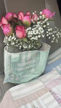 Fashionable Striped Canvas Tote Bag