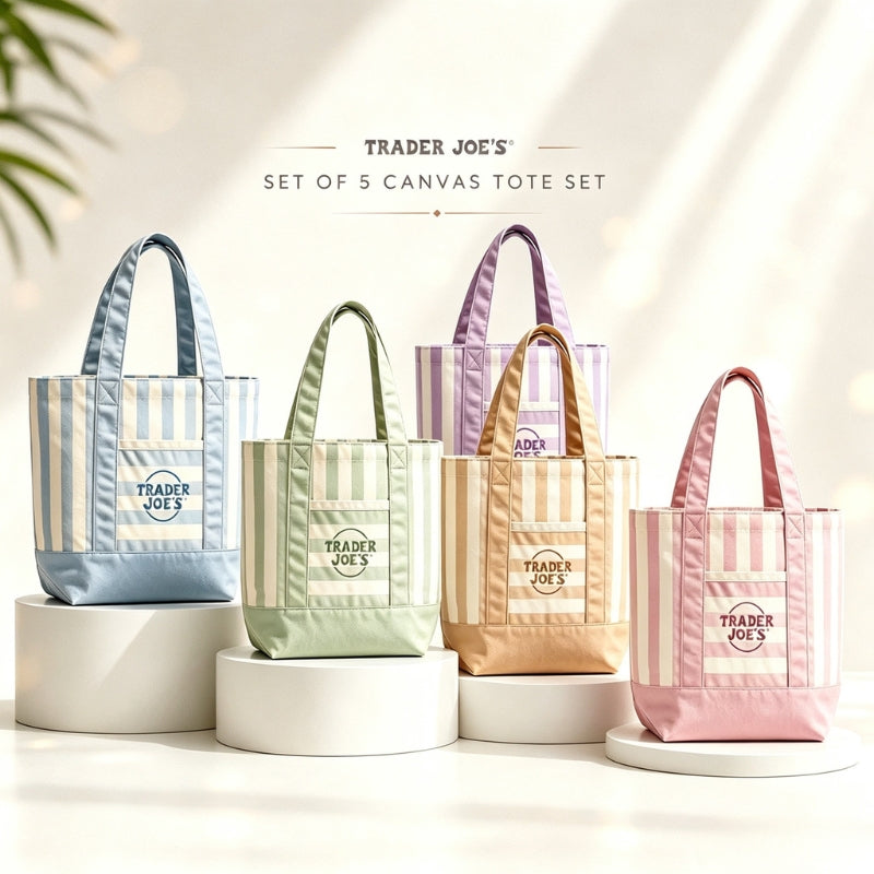 Fashionable Striped Canvas Tote Bag