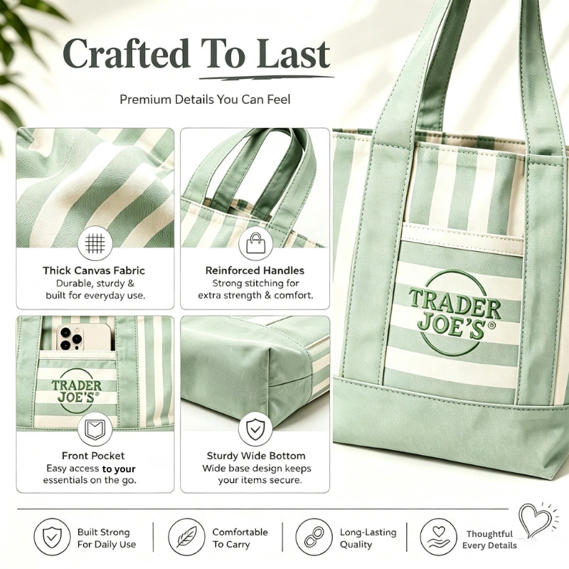 Fashionable Striped Canvas Tote Bag
