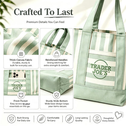 Fashionable Striped Canvas Tote Bag