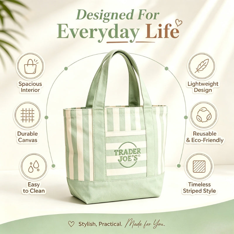Fashionable Striped Canvas Tote Bag