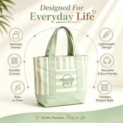 Fashionable Striped Canvas Tote Bag