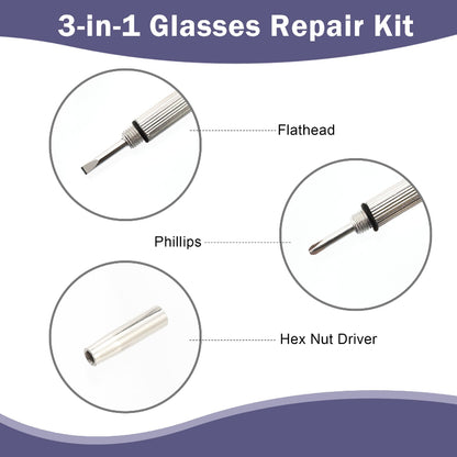 3-in-1 Mini Eyeglass Repair Screwdriver Set