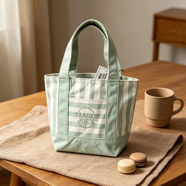 Fashionable Striped Canvas Tote Bag