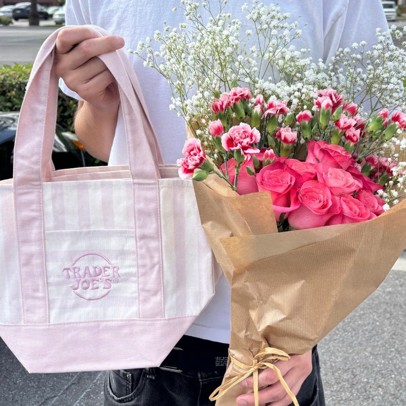 Fashionable Striped Canvas Tote Bag