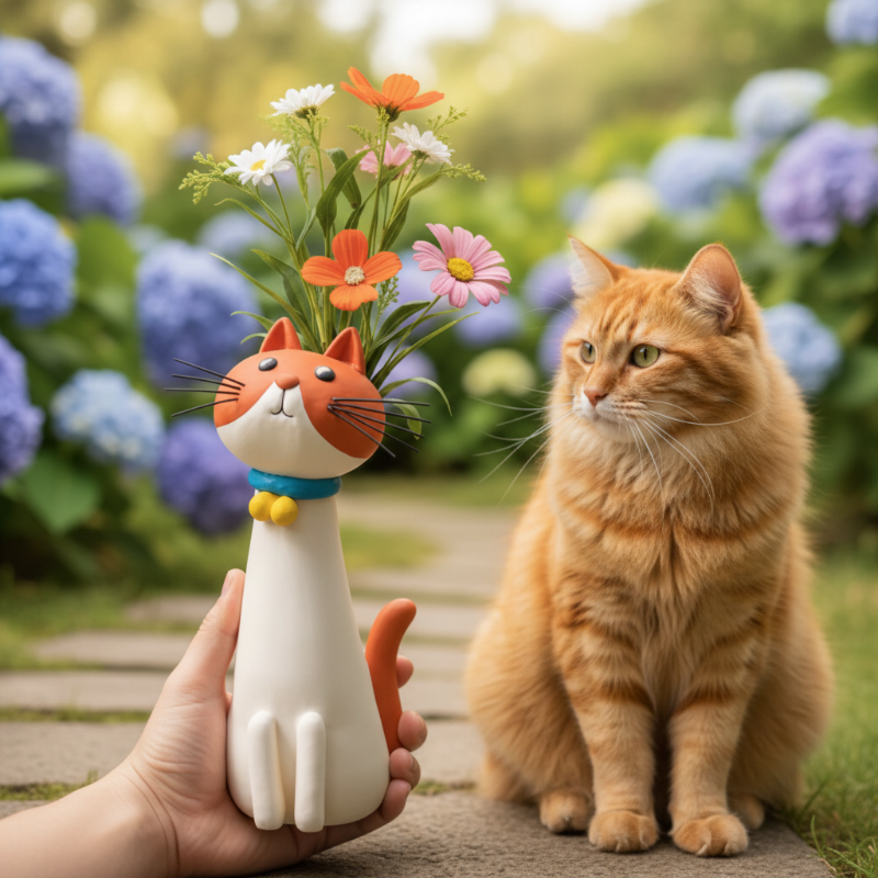 Handmade Quirky Cat-shaped Vase