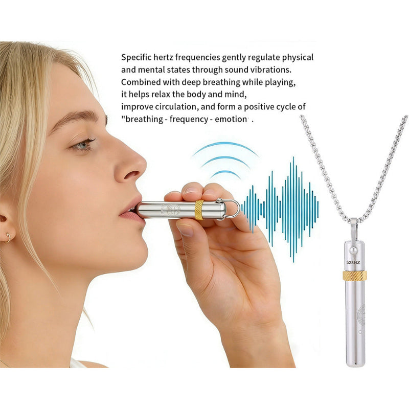 528Hz Rotating Breathing Necklace – Stainless Steel Meditation Pendant for Relaxation