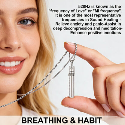 528Hz Rotating Breathing Necklace – Stainless Steel Meditation Pendant for Relaxation