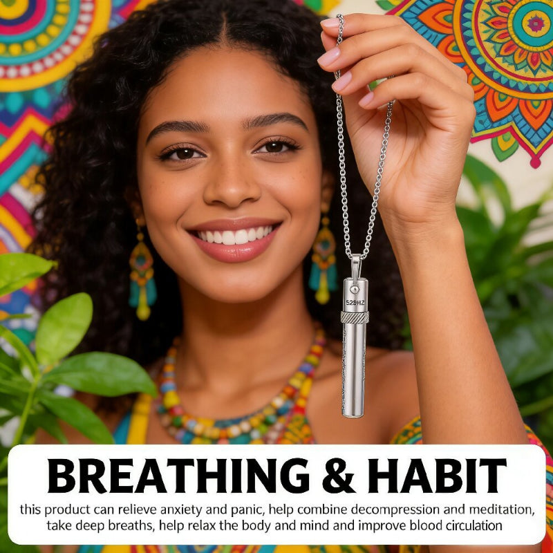 528Hz Rotating Breathing Necklace – Stainless Steel Meditation Pendant for Relaxation