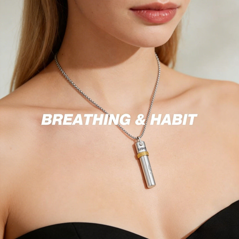 528Hz Rotating Breathing Necklace – Stainless Steel Meditation Pendant for Relaxation