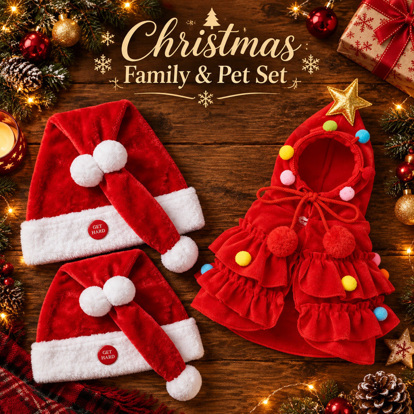 Christmas Family & Pet Set — 2 Moving Hats + Pet Cape