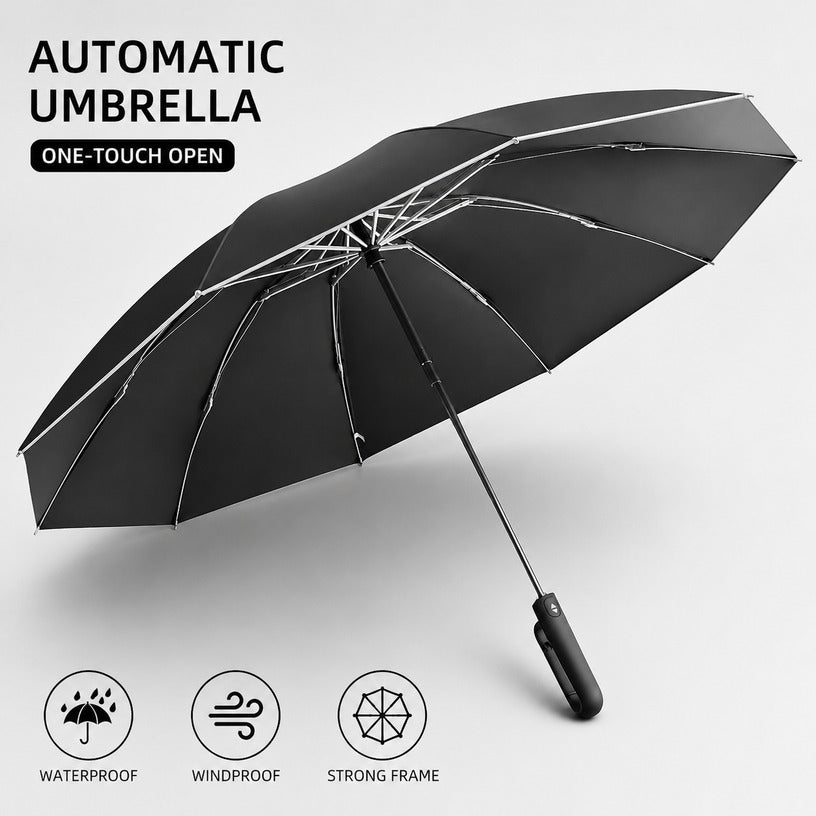 Auto-Open Reflective Umbrella | UPF50+ Sun & Rain Protection